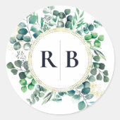 Eucalyptus Botanical Greenery Leaves Wedding Ronde Sticker (Voorkant)