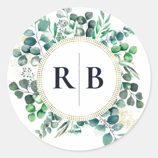 Eucalyptus Botanical Greenery Leaves Wedding Ronde Sticker (Voorkant)