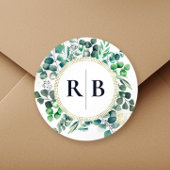 Eucalyptus Botanical Greenery Leaves Wedding Ronde Sticker