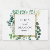 Eucalyptus Botanical Greenery Leaves Wedding Sparkling Wijnetiket (Enkel label)