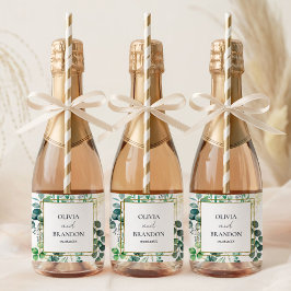 Eucalyptus Botanical Greenery Leaves Wedding Sparkling Wijnetiket