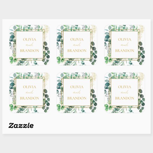 Eucalyptus Botanical Greenery Leaves Wedding Vierkante Sticker (Vel)