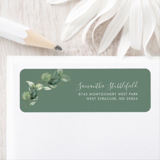 Eucalyptus Botanical Greenery Return Address Etiket (Insitu)