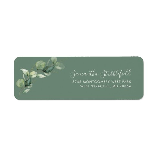 Eucalyptus Botanical Greenery Return Address Etiket (Voorkant)