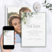 Eucalyptus Botanical Greenery Script Photo Weddens Save The Date