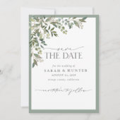 Eucalyptus Botanical Greenery Script Photo Weddens Save The Date (Voorkant)