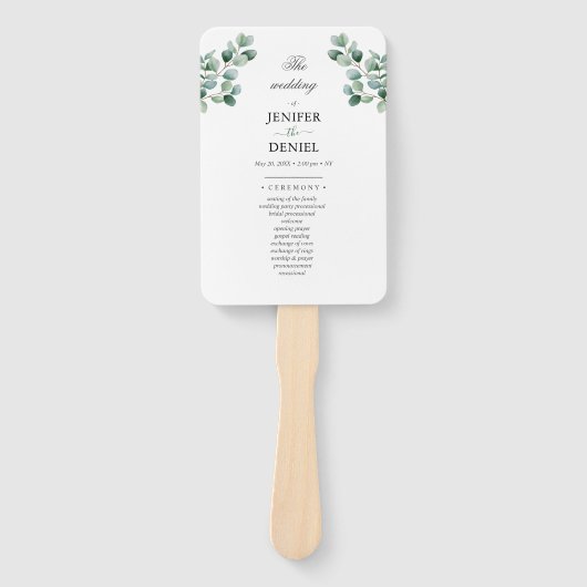 Eucalyptus Botanical Greenery  Wedding Handwaaier (Voorkant)