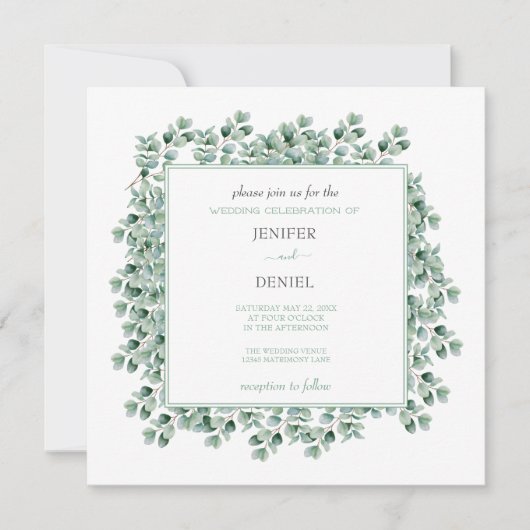Eucalyptus Botanical Greenery wedding Kaart (Voorkant)
