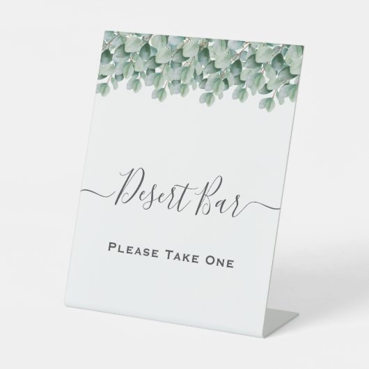 Eucalyptus Botanical Greenery Wedding Reclamebord Met Voetstuk (Voorkant)