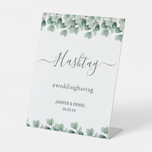 Eucalyptus Botanical Greenery Wedding Reclamebord Met Voetstuk (Voorkant)