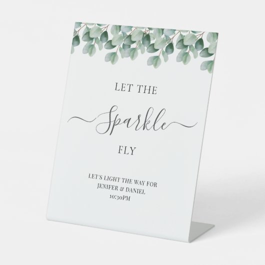Eucalyptus Botanical Greenery Wedding Reclamebord Met Voetstuk (Voorkant)