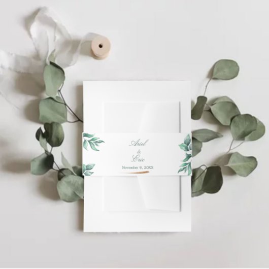 Eucalyptus Botanical Greenery Wedding Uitnodigingen Wikkel