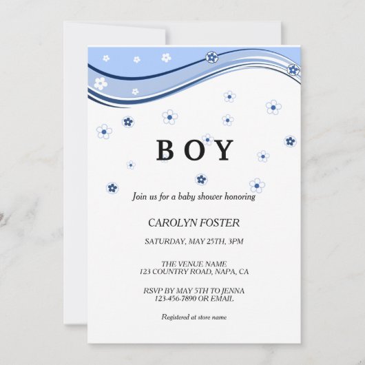 Eucalyptus Botanical Letter Boy Baby shower Invita Kaart (Voorkant)