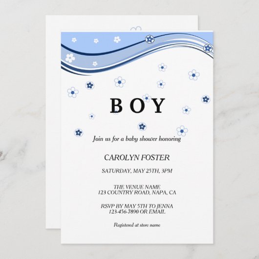 Eucalyptus Botanical Letter Boy Baby shower Invita Kaart (Voorkant / Achterkant)