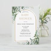 Eucalyptus Botanical Letter Gold Baby Shower  Kaart (Staand voorkant)