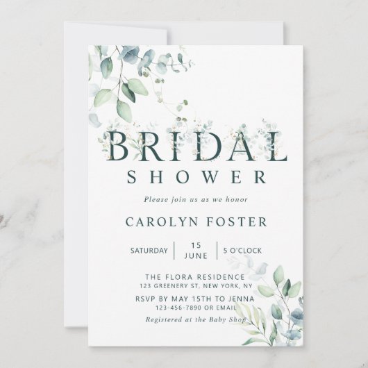 Eucalyptus Botanical Letter Vrijgezellenfeest Kaart (Voorkant)