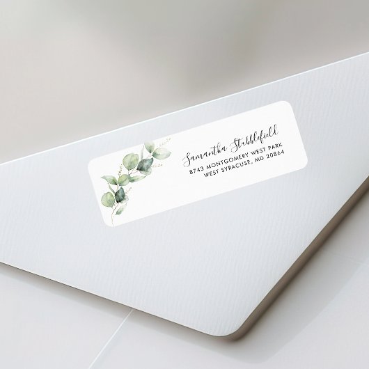 Eucalyptus Botanical Minimalist Return Address Etiket