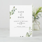 Eucalyptus Botanical QR Code Bruiloft Opslaan van  Save The Date (Staand voorkant)