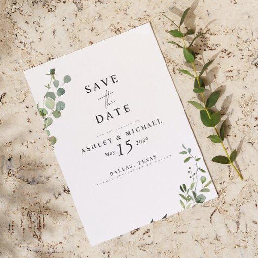 Eucalyptus Botanical QR Code Bruiloft Opslaan van  Save The Date