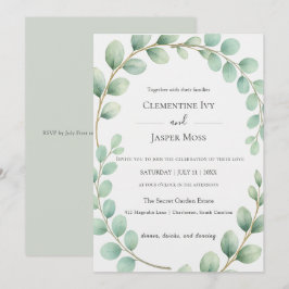 Eucalyptus Botanical Sage Green Boho Wedding Kaart