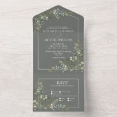 Eucalyptus Botanical Sage Green Meals Weddenschap All In One Uitnodiging (Binnen)