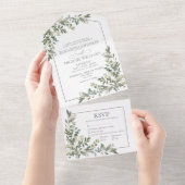 Eucalyptus Botanical Sage Green Meals Weddenschap All In One Uitnodiging (Afscheurbaar)