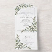 Eucalyptus Botanical Sage Green Meals Weddenschap All In One Uitnodiging (Binnen)