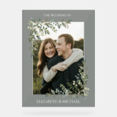 Eucalyptus Botanical Sage Green Photo Weddenschap Acryl Bord (Voorkant)