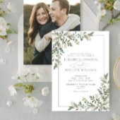 Eucalyptus Botanical Sage Green Photo Weddenschap Kaart