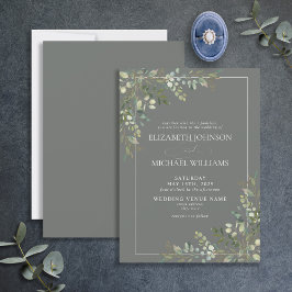 Eucalyptus Botanical Sage Green Script Weddenschap Kaart