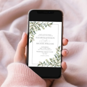 Eucalyptus Botanical Sage Green Script Weddenschap Kaart