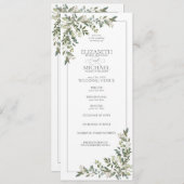 Eucalyptus Botanical Sage Green Script Weddenschap Programmakaart (Voorkant / Achterkant)