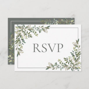 Eucalyptus Botanical Sage Green Script Weddenschap RSVP Kaartje