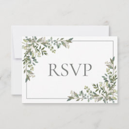 Eucalyptus Botanical Sage Green Script Weddenschap RSVP Kaartje