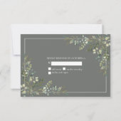 Eucalyptus Botanical Sage Green Script Weddenschap RSVP Kaartje (Achterkant)