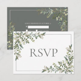 Eucalyptus Botanical Sage Green Script Weddenschap RSVP Kaartje