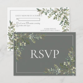 Eucalyptus Botanical Sage Green Script Weddenschap RSVP Kaartje
