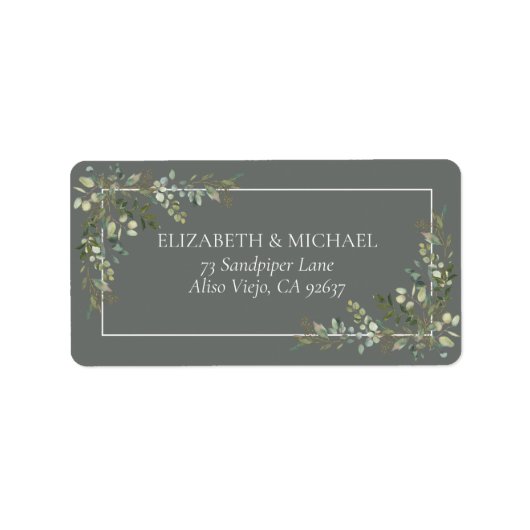 Eucalyptus Botanical Sage Green Weddenschap Addres Etiket (Voorkant)