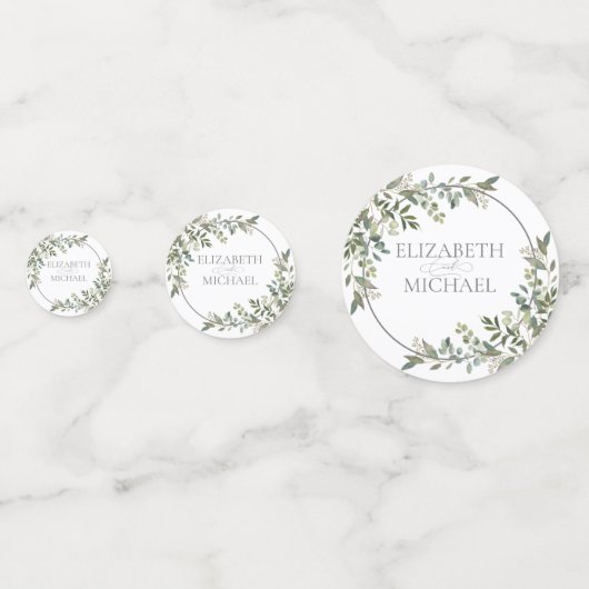 Eucalyptus Botanical Sage Green Wedding Confetti (Achterkanten)
