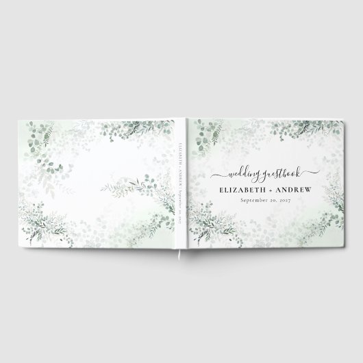 Eucalyptus Botanical Sage Green Wedding Gastenboek (Volledig)