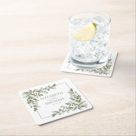 Eucalyptus Botanical Sage Green Wedding Kartonnen Onderzetters