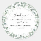 Eucalyptus Botanical Sage Green Wedding Ronde Sticker (Voorkant)