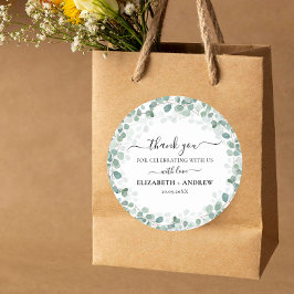 Eucalyptus Botanical Sage Green Wedding Ronde Sticker