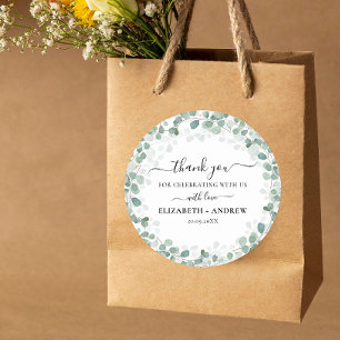 Eucalyptus Botanical Sage Green Wedding Ronde Sticker