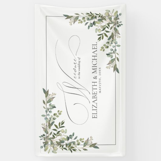 Eucalyptus Botanical Sage Green Wedding Spandoek (Verticaal)