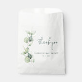 Eucalyptus Botanical Script Baby shower Dank u Bedankzakje (Voorkant)