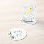 Eucalyptus Botanical Script Baby shower Ronde Kartonnen Onderzetter (Insitu)
