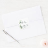 Eucalyptus Botanical Script Baby shower Vierkante Sticker (Envelop)