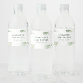 Eucalyptus Botanical Script Baby shower Waterfles Etiket (Flessen)