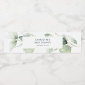 Eucalyptus Botanical Script Baby shower Waterfles Etiket (Enkel label)